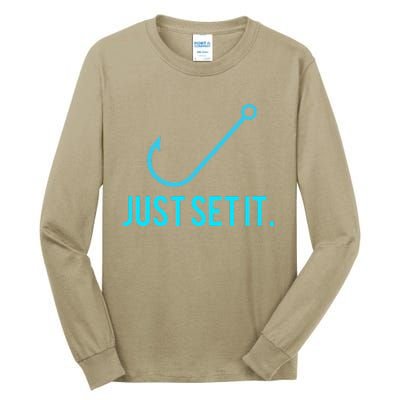 Fun Just Set It Fishing Hook For Outdoor Fans BLU Tall Long Sleeve T-Shirt