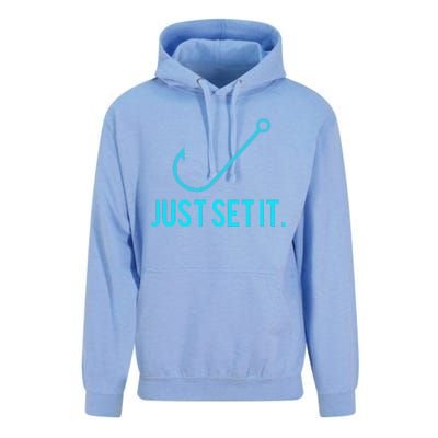 Fun Just Set It Fishing Hook For Outdoor Fans BLU Unisex Surf Hoodie