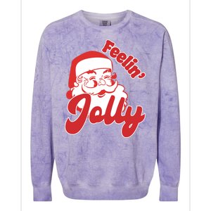 Feelin Jolly Santa Claus Christmas Holiday Colorblast Crewneck Sweatshirt