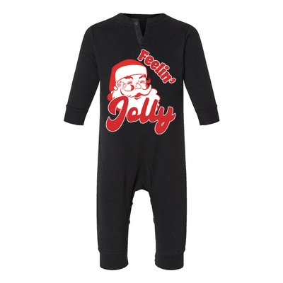 Feelin Jolly Santa Claus Christmas Holiday Infant Fleece One Piece