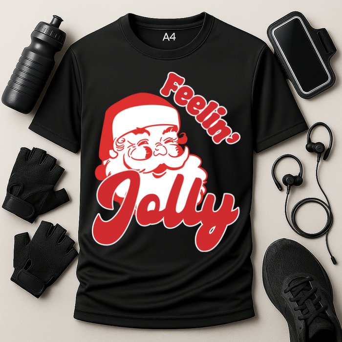 Feelin Jolly Santa Claus Christmas Holiday Cooling Performance Crew T-Shirt