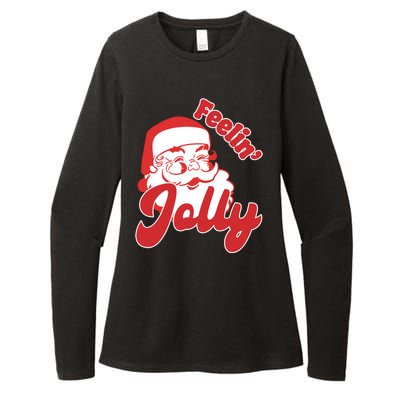 Feelin Jolly Santa Claus Christmas Holiday Womens CVC Long Sleeve Shirt