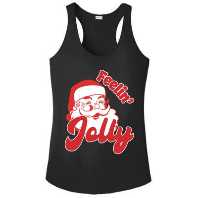 Feelin Jolly Santa Claus Christmas Holiday Ladies PosiCharge Competitor Racerback Tank