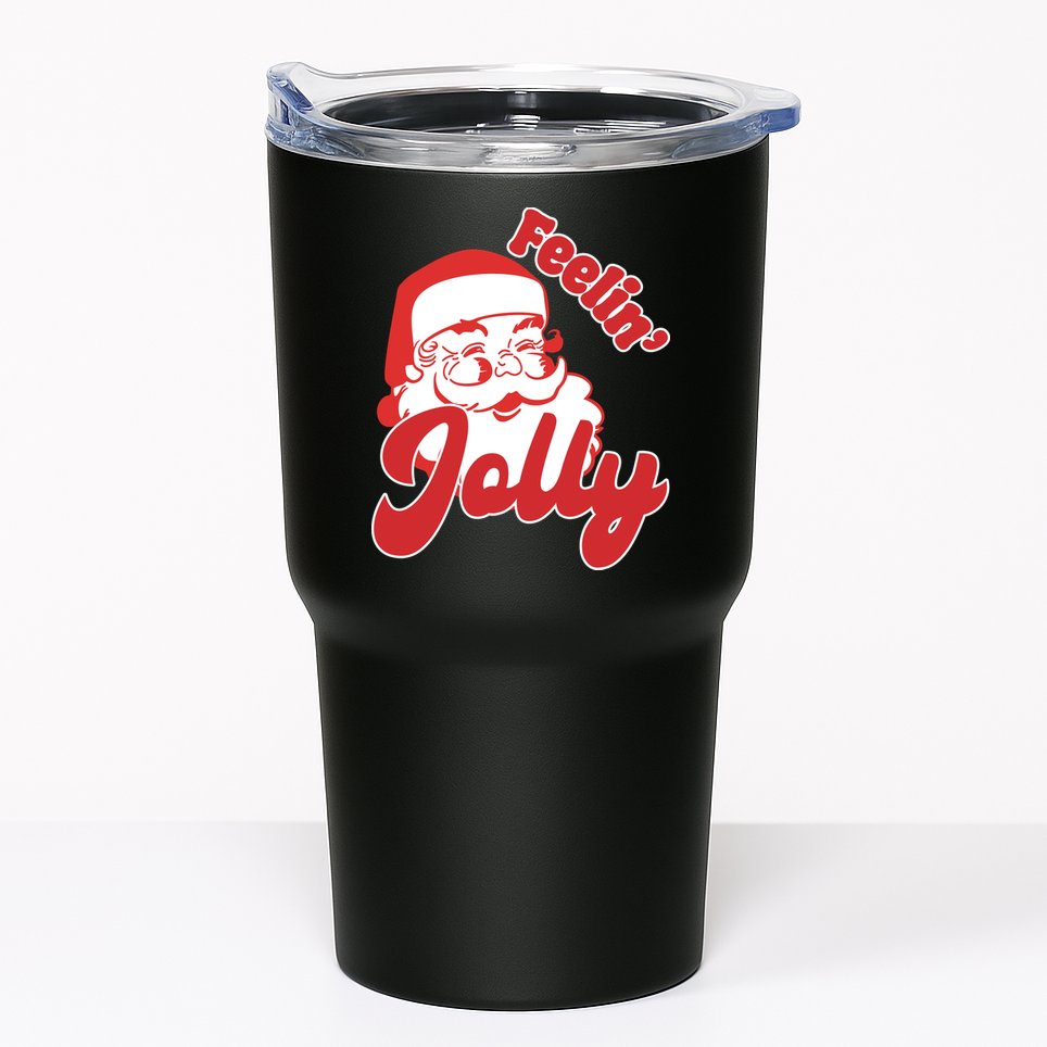 Feelin Jolly Santa Claus Christmas Holiday Tumbler