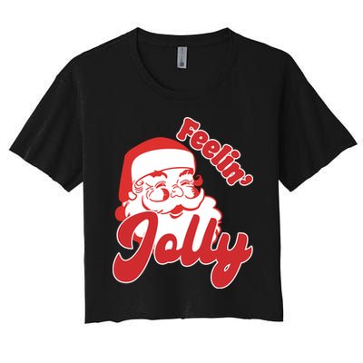 Feelin Jolly Santa Claus Christmas Holiday Crop Top