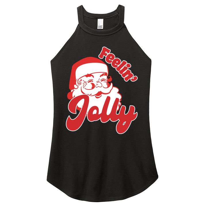 Feelin Jolly Santa Claus Christmas Holiday Women's Perfect Tri Rocker Tank