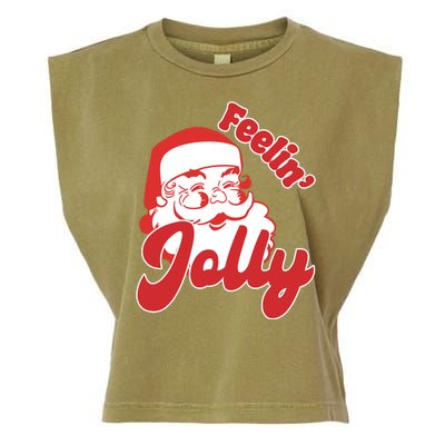 Feelin Jolly Santa Claus Christmas Holiday Garment-Dyed Women's Muscle Tee