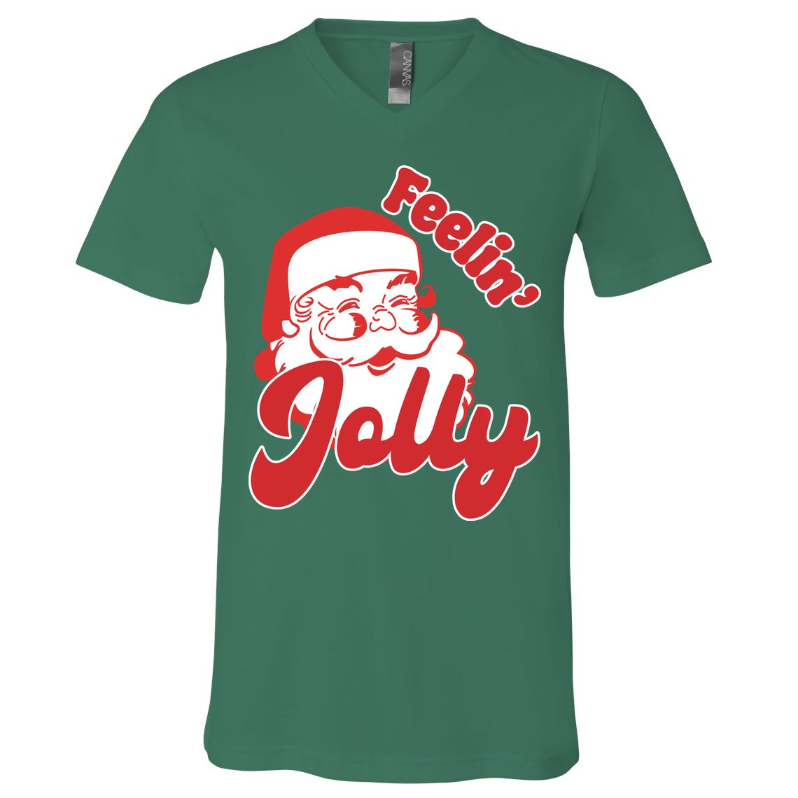 Feelin Jolly Santa Claus Christmas Holiday V-Neck T-Shirt