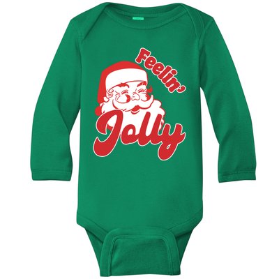 Feelin Jolly Santa Claus Christmas Holiday Baby Long Sleeve Bodysuit