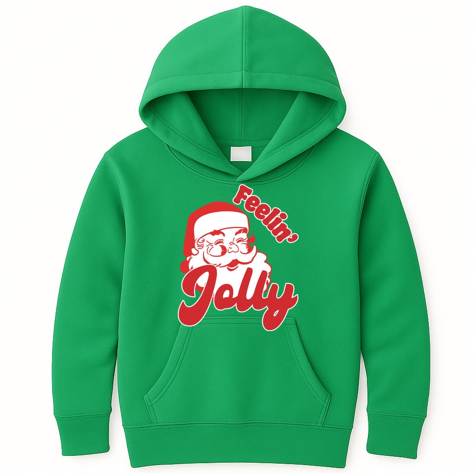 Feelin Jolly Santa Claus Christmas Holiday Kids Hoodie