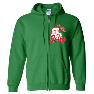 Feelin Jolly Santa Claus Christmas Holiday Full Zip Hoodie