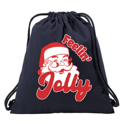 Feelin Jolly Santa Claus Christmas Holiday Drawstring Bag