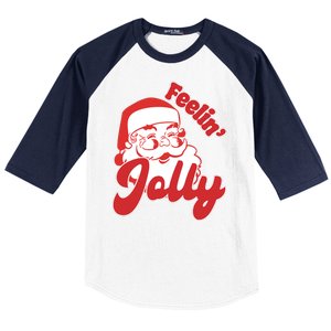 Feelin Jolly Santa Claus Christmas Holiday Baseball Sleeve Shirt