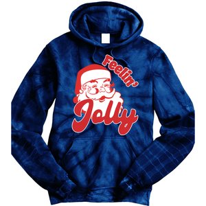 Feelin Jolly Santa Claus Christmas Holiday Tie Dye Hoodie