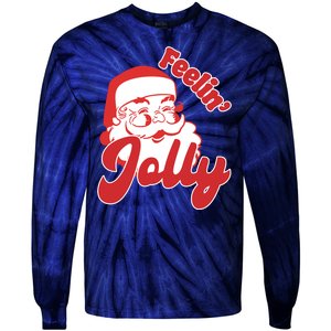 Feelin Jolly Santa Claus Christmas Holiday Tie-Dye Long Sleeve Shirt