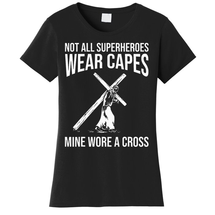 Funny Jesus Superhero Design Jesus Christ Cross Women's T-Shirt