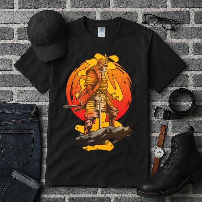 Firey Japanese Samurai Warrior Tall T-Shirt