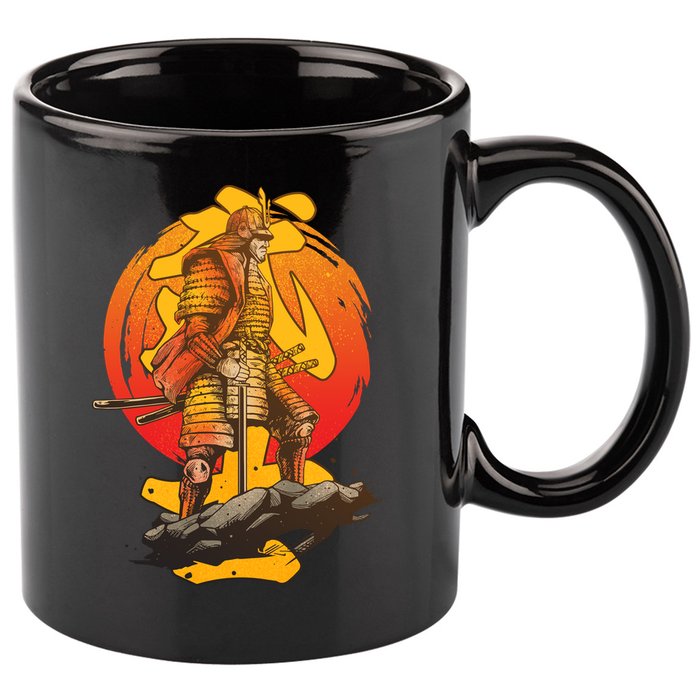 Firey Japanese Samurai Warrior 11oz C Handle Ceramic Mug