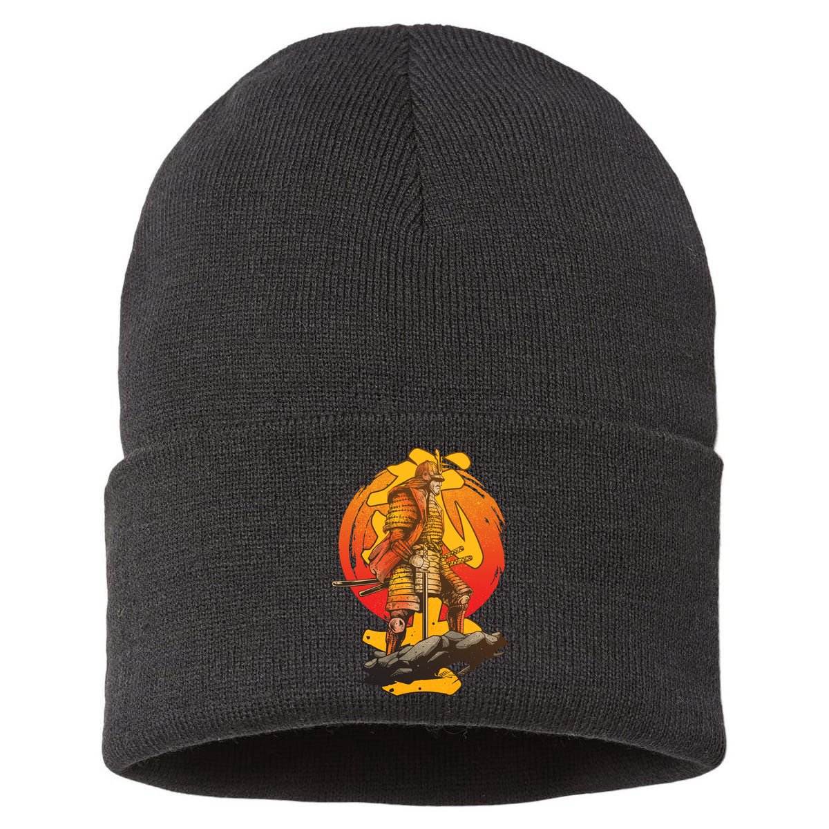 Firey Japanese Samurai Warrior Sustainable Knit Beanie