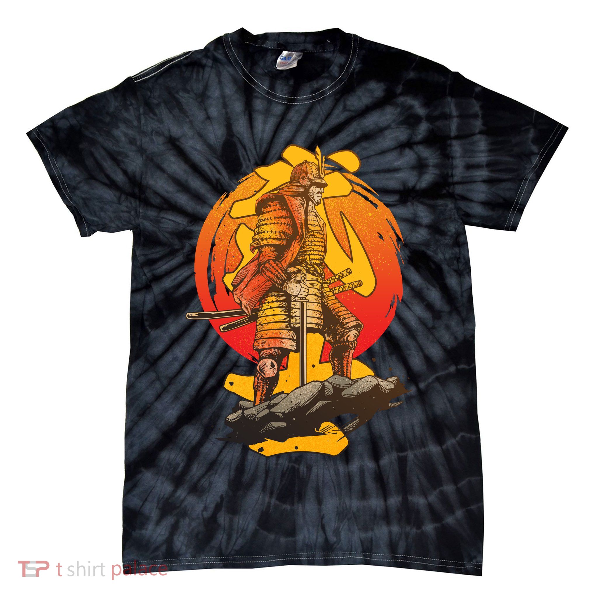 Firey Japanese Samurai Warrior Tie-Dye T-Shirt