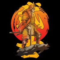 Firey Japanese Samurai Warrior Tie-Dye T-Shirt