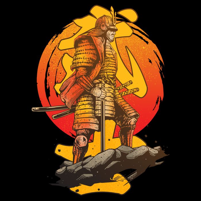 Firey Japanese Samurai Warrior Tie-Dye T-Shirt