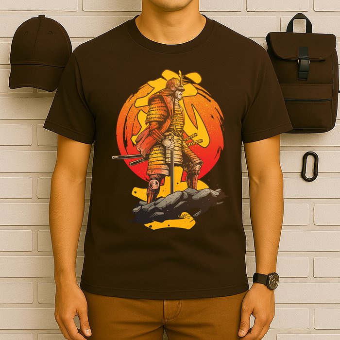 Firey Japanese Samurai Warrior T-Shirt