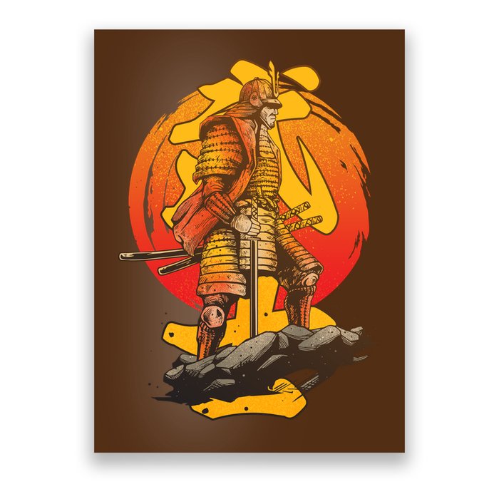 Firey Japanese Samurai Warrior Poster