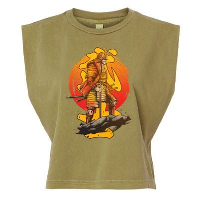 Firey Japanese Samurai Warrior Garment-Dyed Women's Muscle Tee