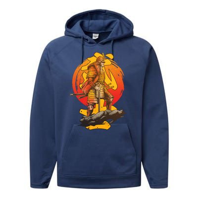 Firey Japanese Samurai Warrior Performance Fleece Hoodie