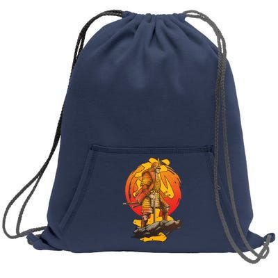 Firey Japanese Samurai Warrior Sweatshirt Cinch Pack Bag