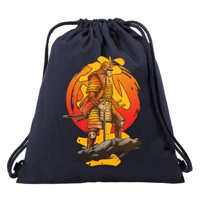 Firey Japanese Samurai Warrior Drawstring Bag