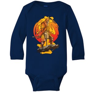 Firey Japanese Samurai Warrior Baby Long Sleeve Bodysuit