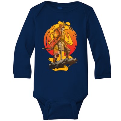 Firey Japanese Samurai Warrior Baby Long Sleeve Bodysuit