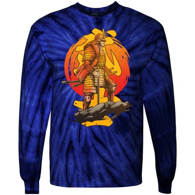 Firey Japanese Samurai Warrior Tie-Dye Long Sleeve Shirt