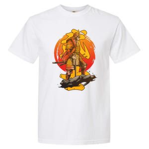 Firey Japanese Samurai Warrior Garment-Dyed Heavyweight T-Shirt