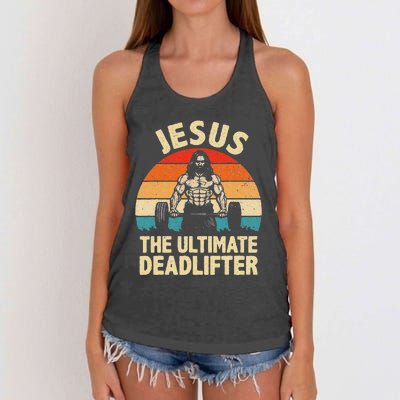 Funny Jesus The Ultimate Deadlifter For Gym Women's Knotted Racerback Tank