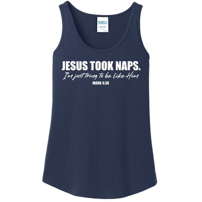 Funny Jesus Took Naps I'm Just Tring To Be Like Him Mark 4 38 Ladies Essential Tank