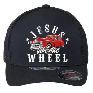 Funny Jesus Take The Wheel Classic Hot Rod Car Flexfit Unipanel Trucker Cap