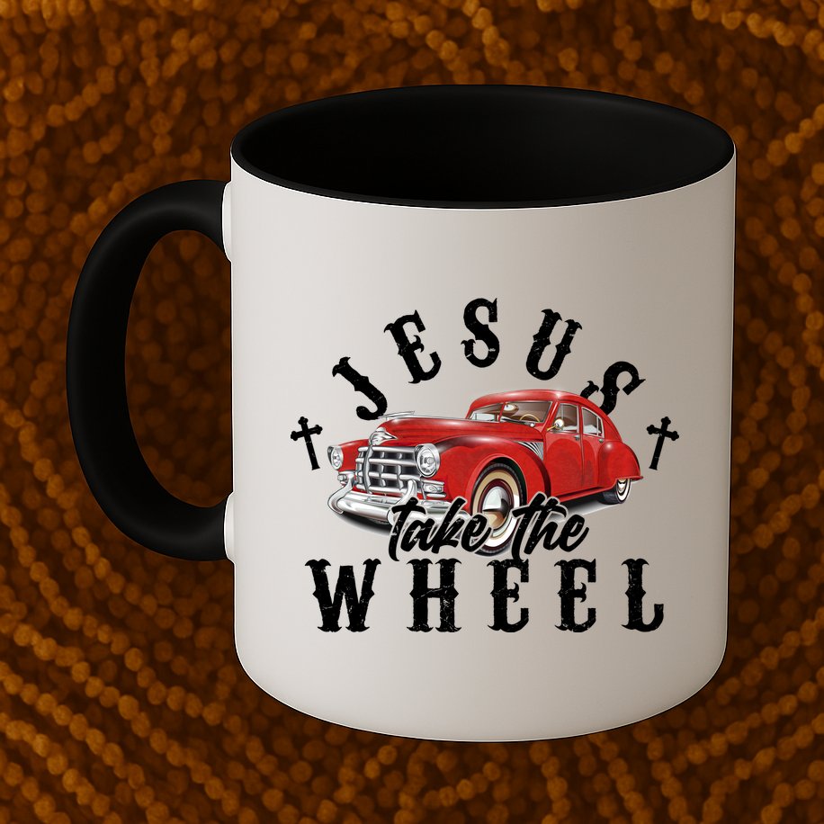 Funny Jesus Take The Wheel Classic Hot Rod Car Mug