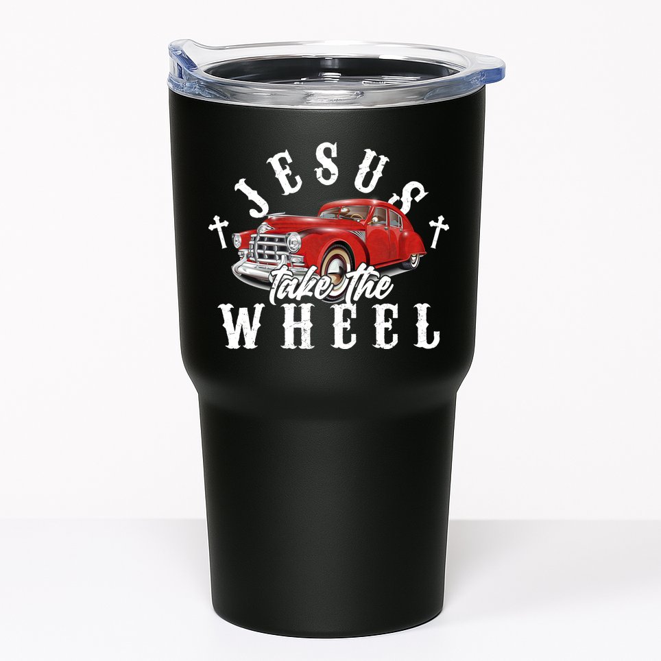 Funny Jesus Take The Wheel Classic Hot Rod Car Tumbler