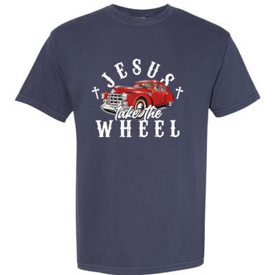 Funny Jesus Take The Wheel Classic Hot Rod Car Garment-Dyed Heavyweight T-Shirt