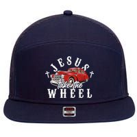 Funny Jesus Take The Wheel Classic Hot Rod Car 7 Panel Mesh Trucker Snapback Hat