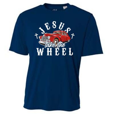 Funny Jesus Take The Wheel Classic Hot Rod Car Cooling Performance Crew T-Shirt