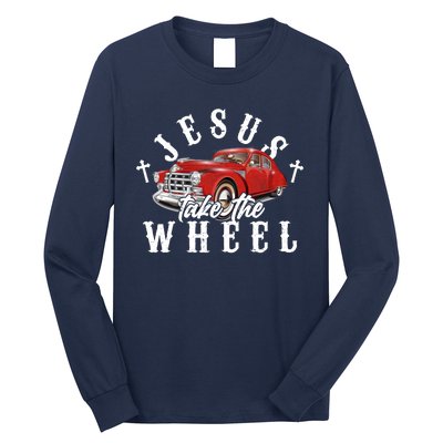 Funny Jesus Take The Wheel Classic Hot Rod Car Long Sleeve Shirt