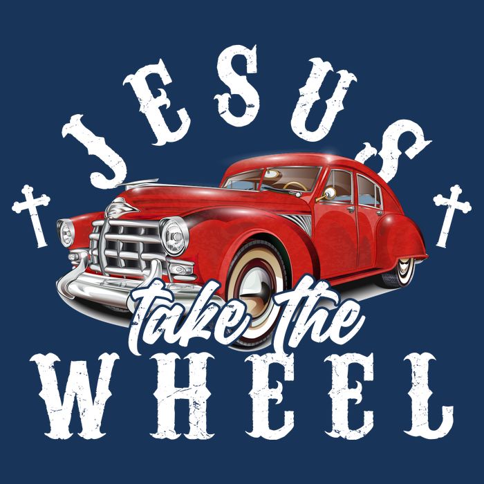 Funny Jesus Take The Wheel Classic Hot Rod Car Button