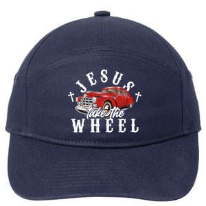 Funny Jesus Take The Wheel Classic Hot Rod Car 7-Panel Snapback Hat