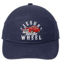 Funny Jesus Take The Wheel Classic Hot Rod Car 7-Panel Snapback Hat