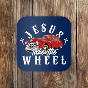 Funny Jesus Take The Wheel Classic Hot Rod Car Coaster