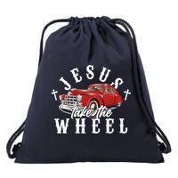 Funny Jesus Take The Wheel Classic Hot Rod Car Drawstring Bag